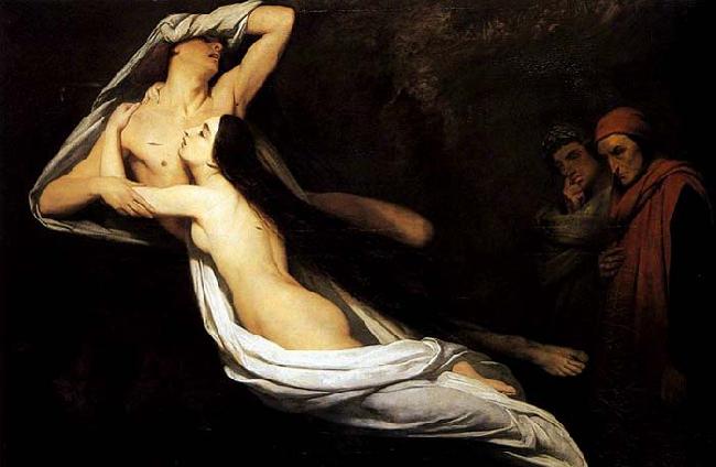 Ary Scheffer The Ghosts of Paolo and Francesca Appear to Dante and Virgil Sweden oil painting art